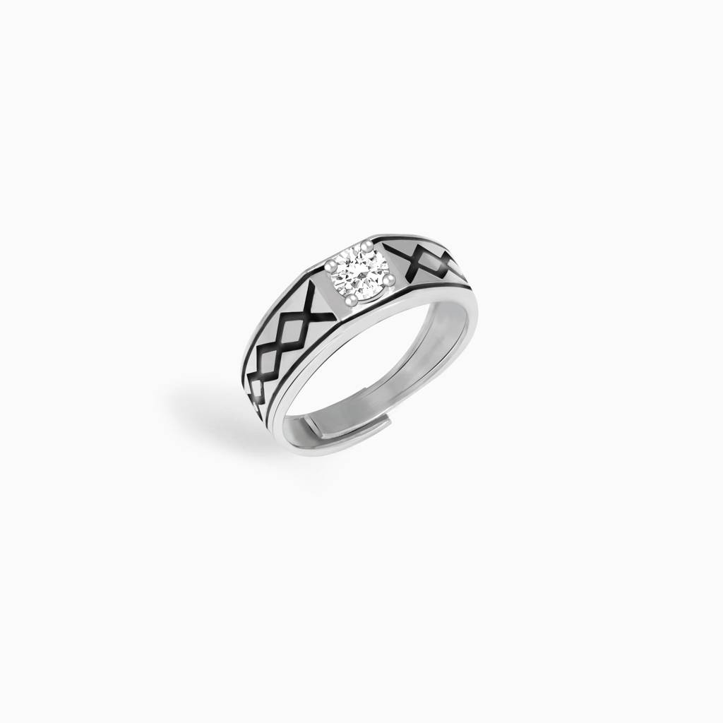 Silver Mesh Gleaming Men'S Ring : R0169