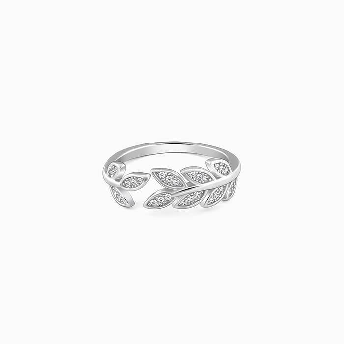 925 Silver Anushka Sharma Silver Zircon Leaf Ring : R016