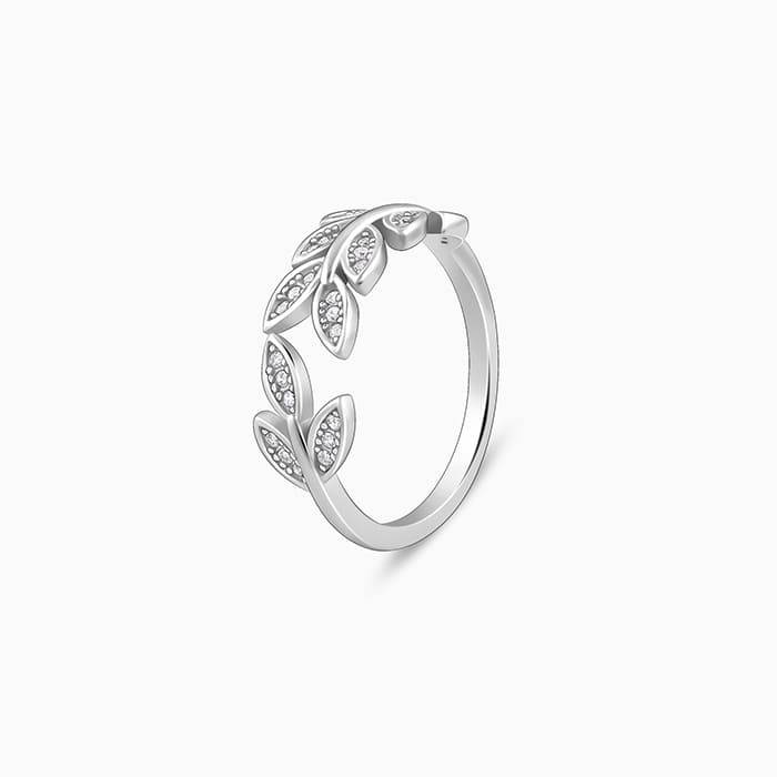925 Silver Anushka Sharma Silver Zircon Leaf Ring : R016