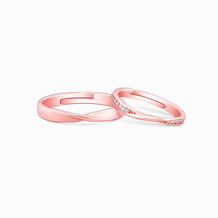 Giva 925 Sterling Silver Rose Gold Knotty Couple Bands,Adjustable|Gift For Valentine | Gif : R01701