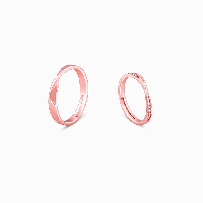 Giva 925 Sterling Silver Rose Gold Knotty Couple Bands,Adjustable|Gift For Valentine | Gif : R01701