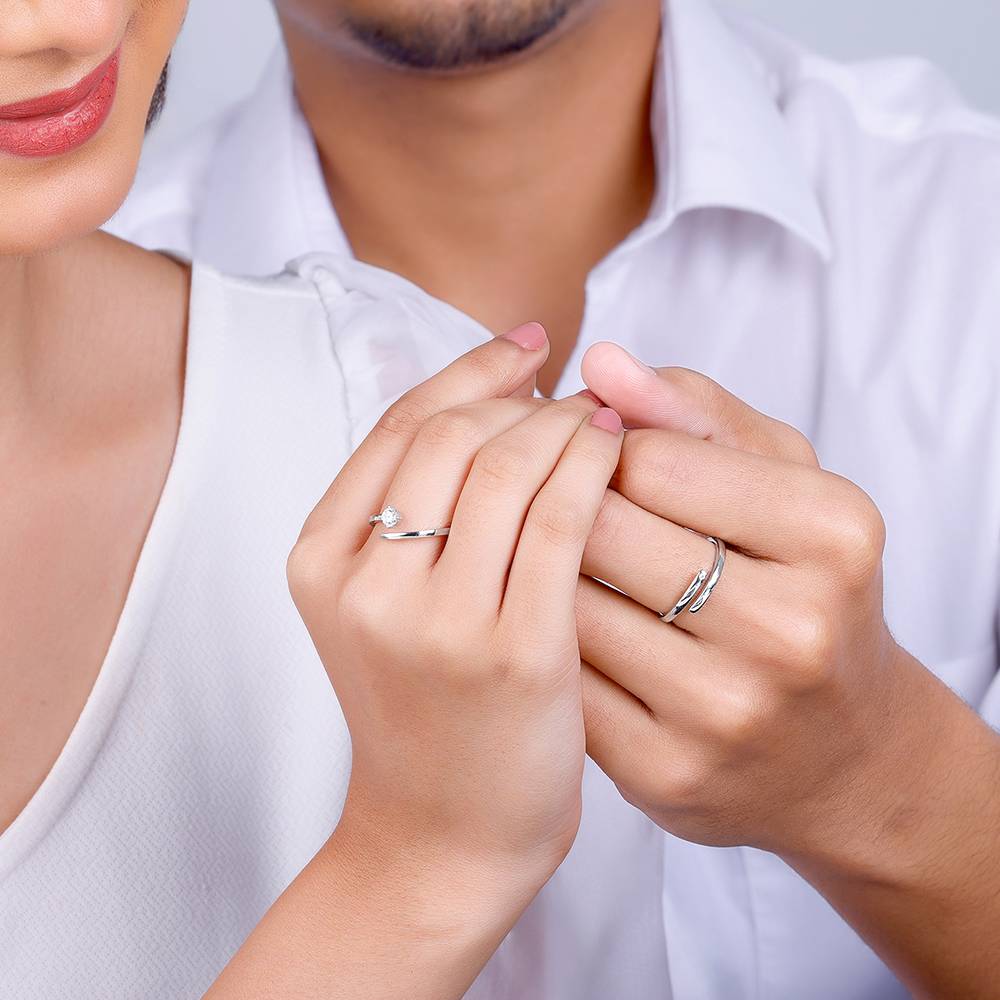 Giva 925 Sterling Silver Better Twogether Couple Rings,Adjustable|Gift For Valentine | Gift For Girlfriend : R01702