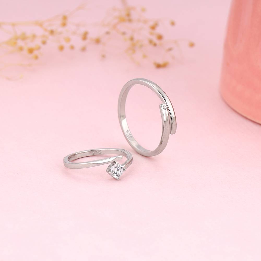Giva 925 Sterling Silver Better Twogether Couple Rings,Adjustable|Gift For Valentine | Gift For Girlfriend : R01702