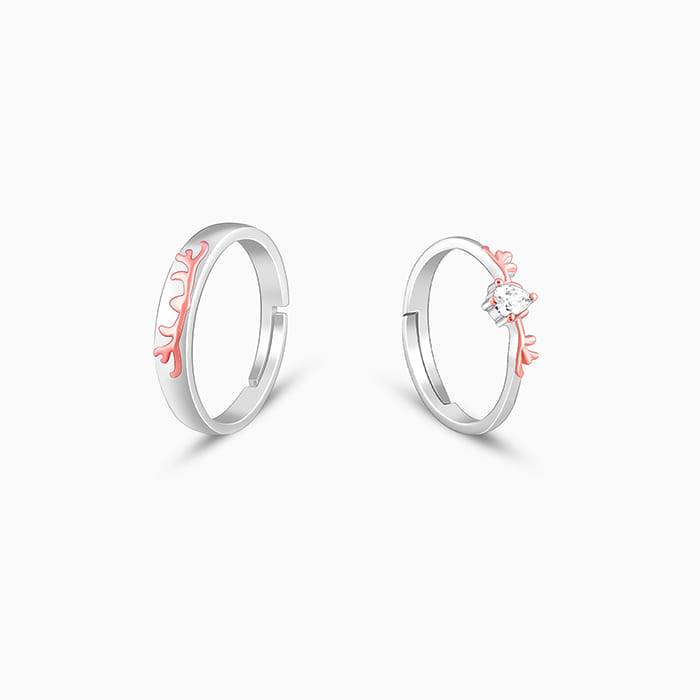 Giva 925 Sterling Silver And Rose Gold Deer Couple Rings,Adjustable|Gift For Valentine | G : R01703