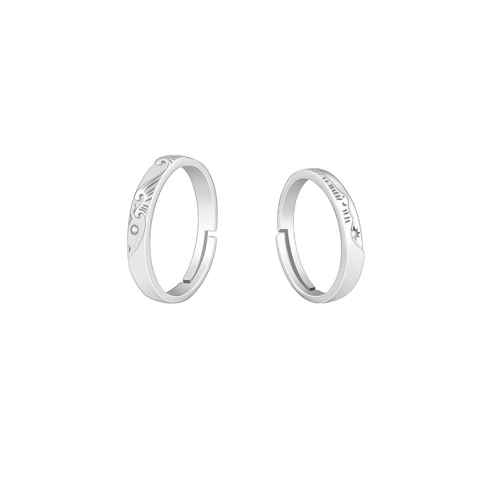 Giva 925 Sterling Silver Sea Meets Hills Couple Bands,Adjustable|Gift For Valentine | Gift For Girlfriend : R01705