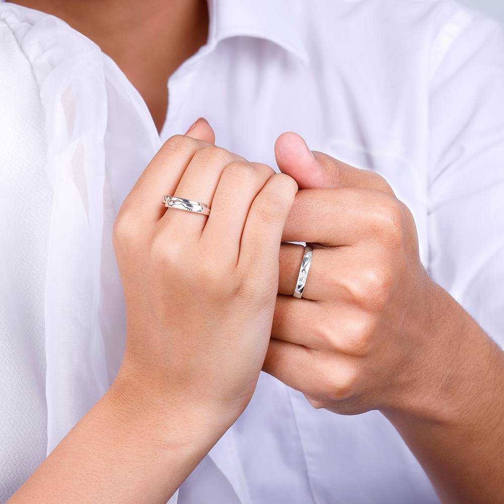 Giva 925 Sterling Silver Sea Meets Hills Couple Bands,Adjustable|Gift For Valentine | Gift For Girlfriend : R01705