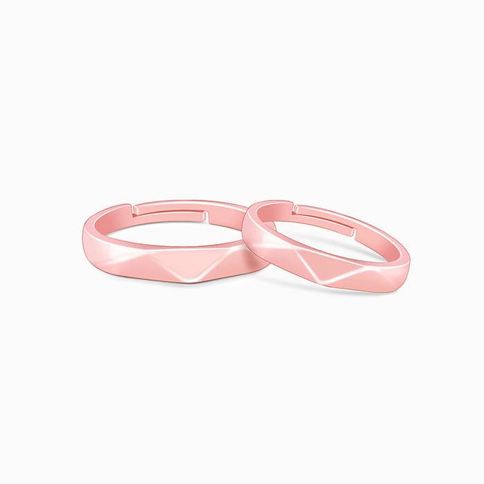 Giva 925 Sterling Silver Rose Gold Geometric Couple Bands,Adjustable|Gift For Valentine |  : R01707