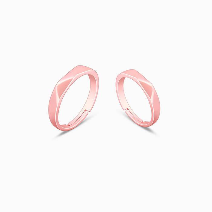 Giva 925 Sterling Silver Rose Gold Geometric Couple Bands,Adjustable|Gift For Valentine |  : R01707