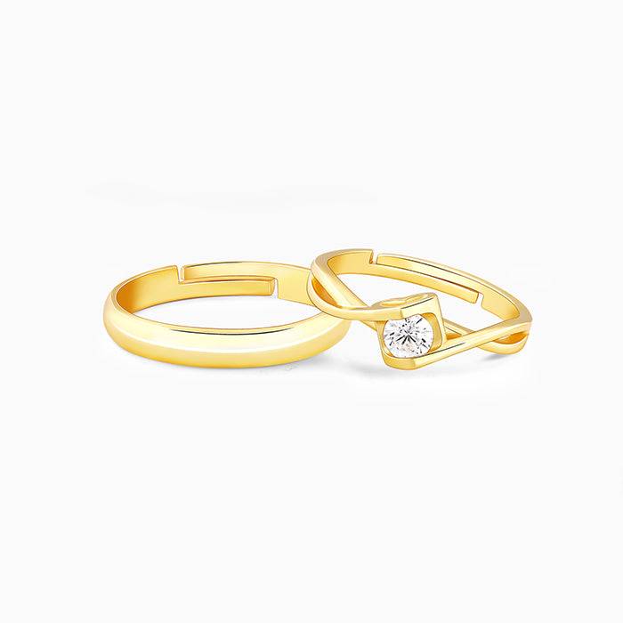 Giva 925 Sterling Silver Golden Two As One Couple Rings,Adjustable|Gift For Valentine | Gi : R01708