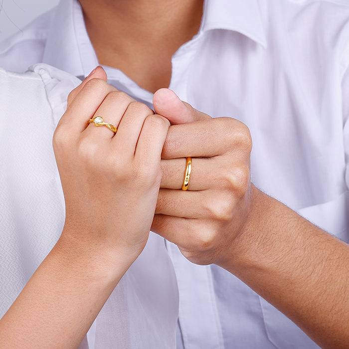 Giva 925 Sterling Silver Golden Two As One Couple Rings,Adjustable|Gift For Valentine | Gi : R01708