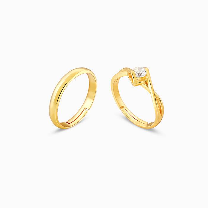 Giva 925 Sterling Silver Golden Two As One Couple Rings,Adjustable|Gift For Valentine | Gi : R01708