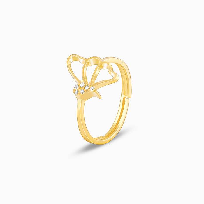 Giva 925 Sterling Silver Golden Sparkling Wings Ring,Adjustable| Gifts For Women And Girls : R01710
