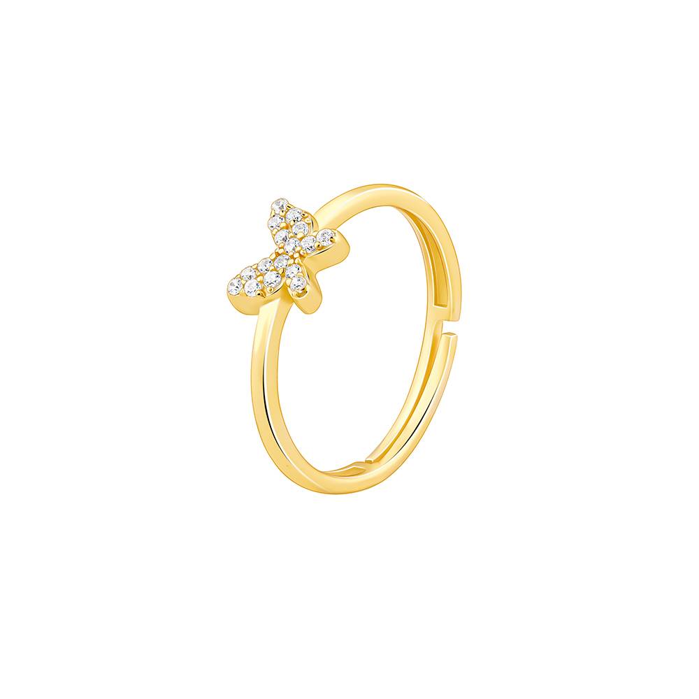 Giva 925 Silver Golden Butterfly Studded Affair Ring, Adjustable : R01711