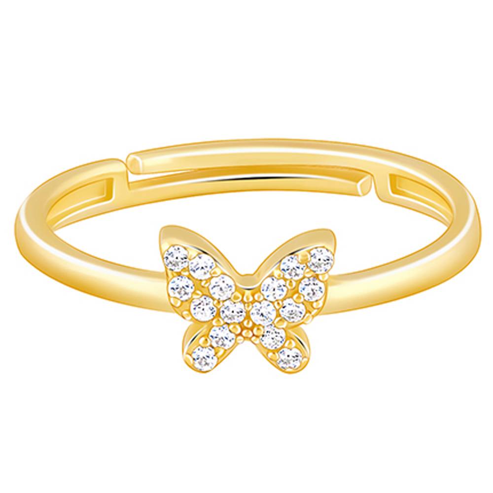 Giva 925 Silver Golden Butterfly Studded Affair Ring, Adjustable : R01711