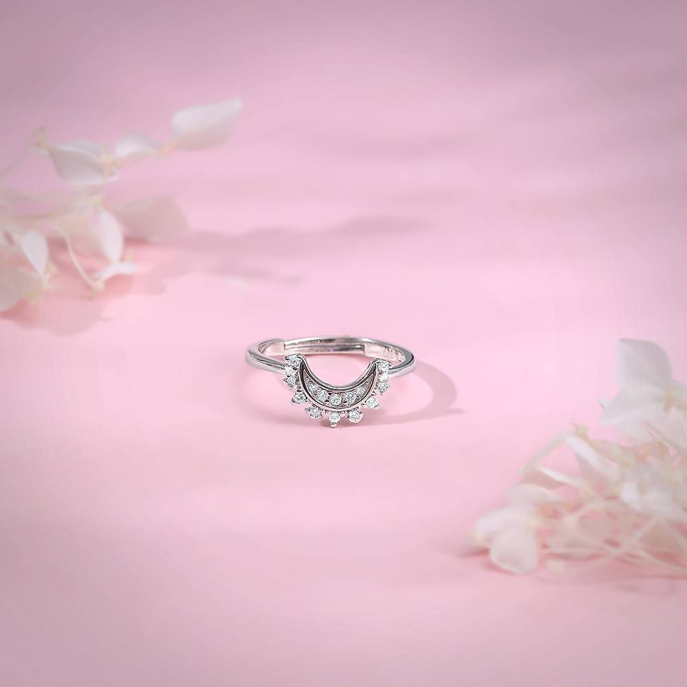 Giva 925 Silver See The Moon Ring, Adjustable | Gifts For Women And Girls | With Certificate Of Authenticity And 925  : R01714