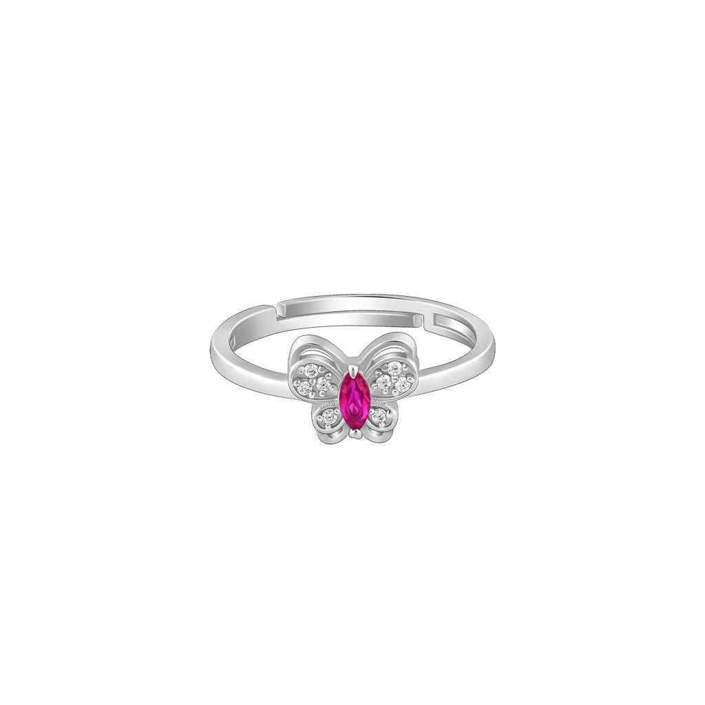 Giva 925 Silver Pop Pink Studded Butterfly Ring,Adjustable : R01717