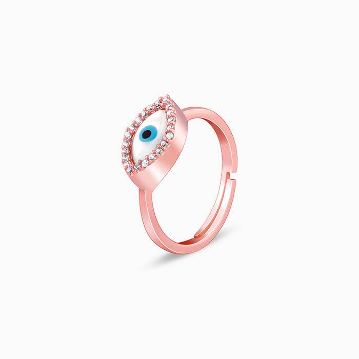 Giva 925 Silver Rose Gold Evil Eye Ring,Adjustable| Gifts For Women And Girls | With Certi : R01718