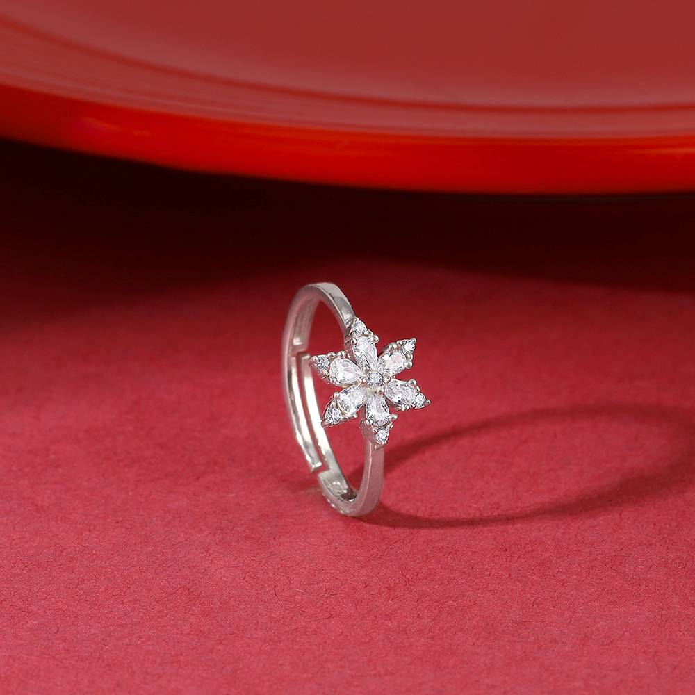 Giva 925 Silver Flowery Snowflake Ring,Adjustable : R01719