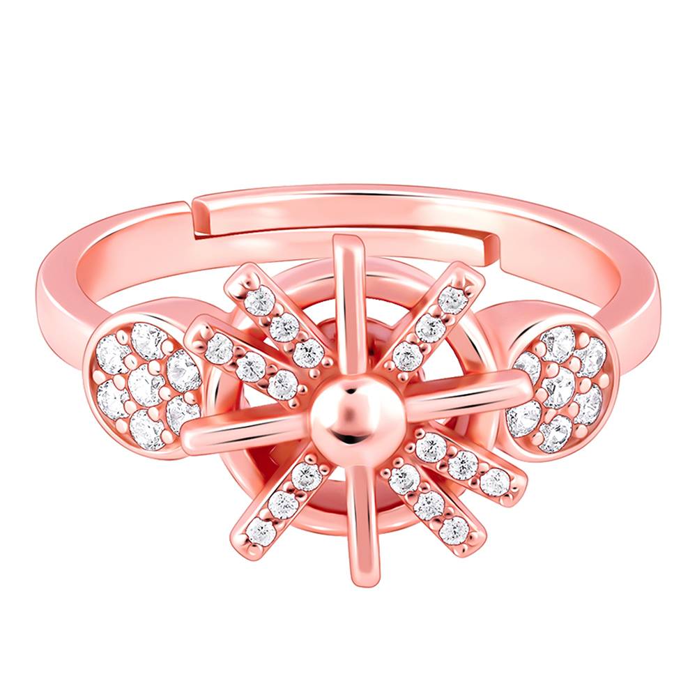 Giva 925 Silver Rose Gold Sparkling Sun Ring,Adjustable : R01728