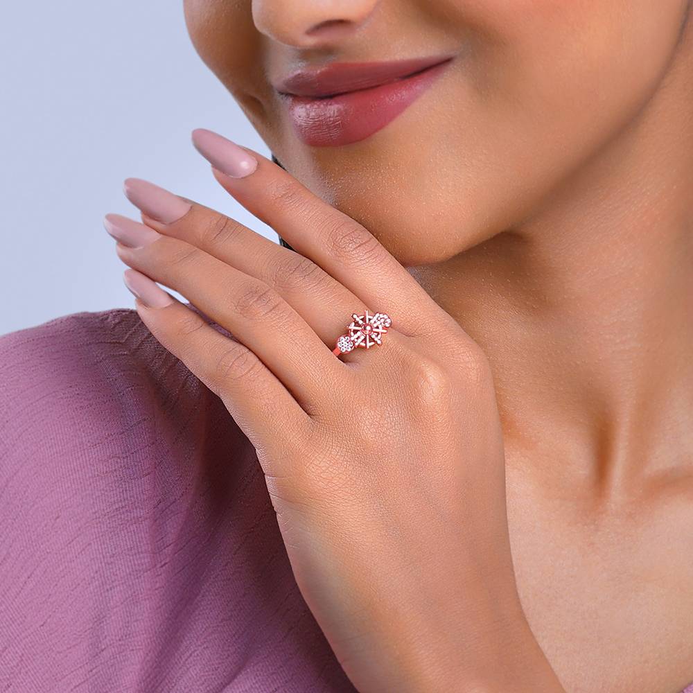 Giva 925 Silver Rose Gold Sparkling Sun Ring,Adjustable : R01728