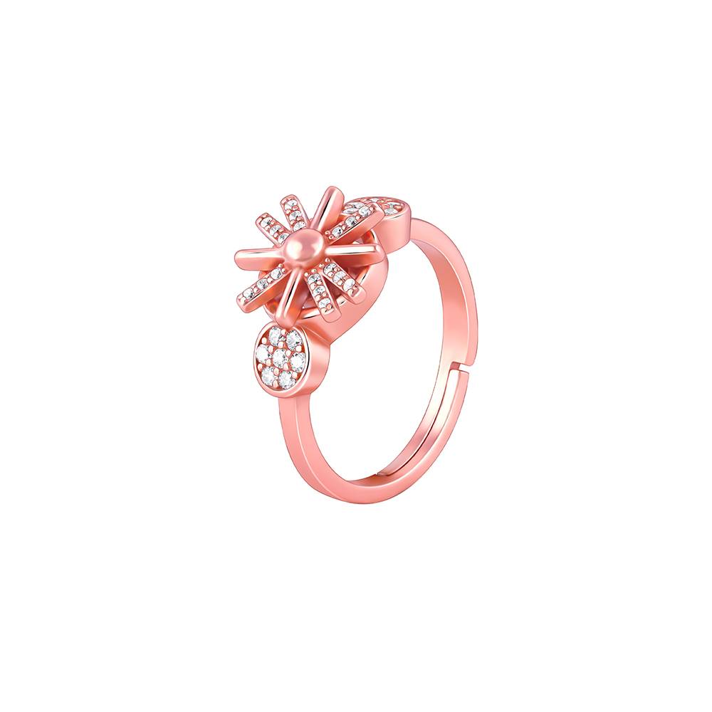 Giva 925 Silver Rose Gold Sparkling Sun Ring,Adjustable : R01728