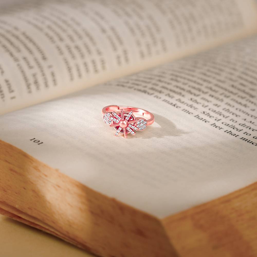 Giva 925 Silver Rose Gold Sparkling Sun Ring,Adjustable : R01728