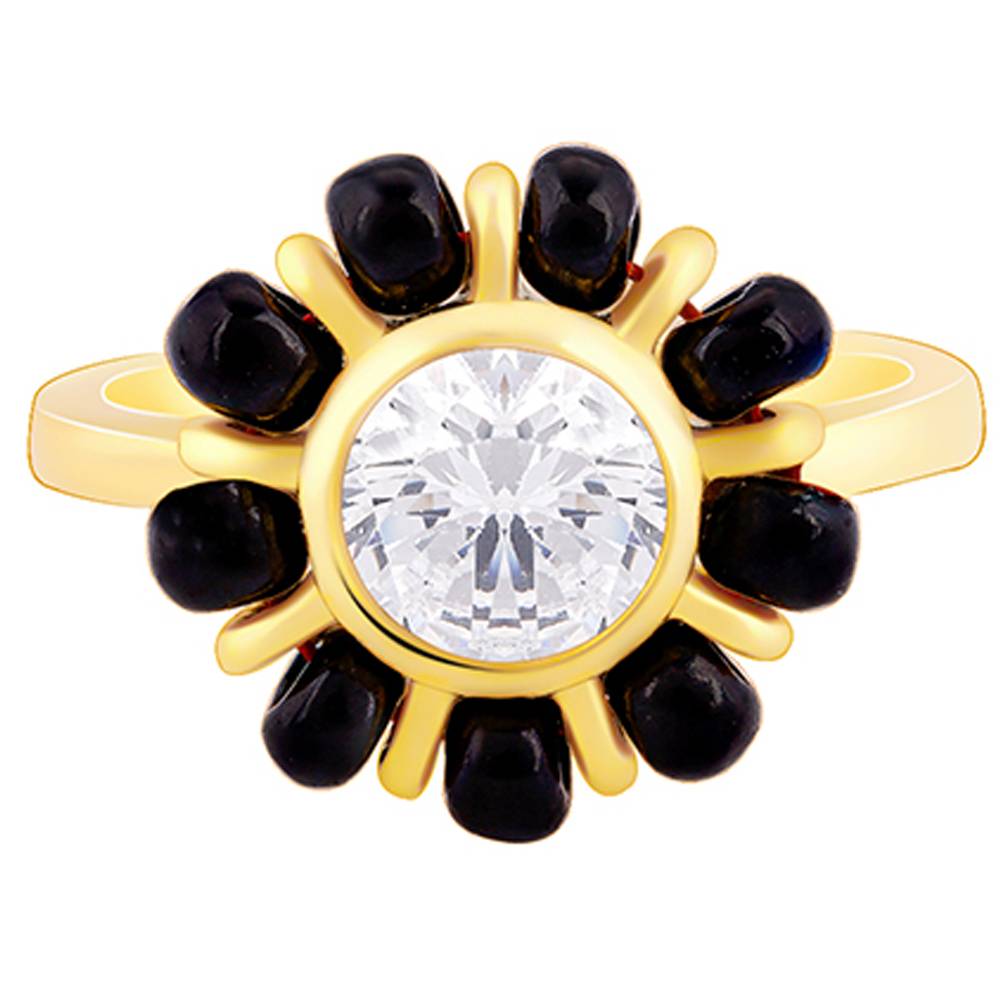 Giva 925 Silver Golden Floral Beauty Mangalsutra Ring,Adjustable : R01734