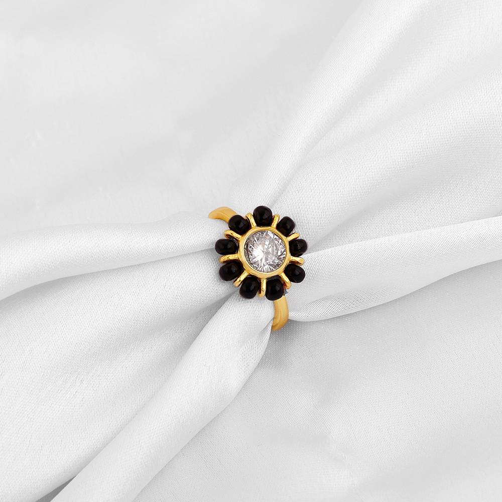 Giva 925 Silver Golden Floral Beauty Mangalsutra Ring,Adjustable : R01734
