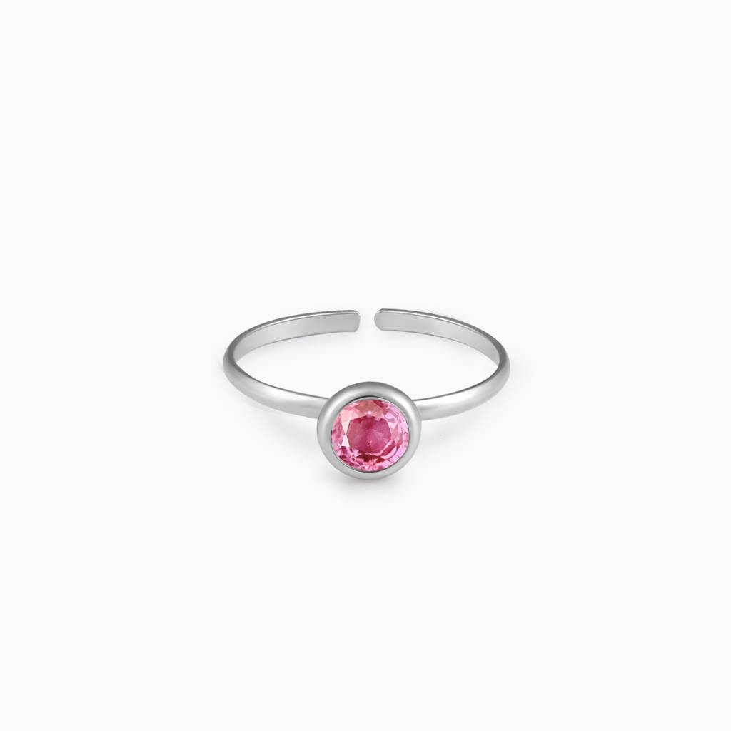 Silver Pink Mirror Ring : R0173