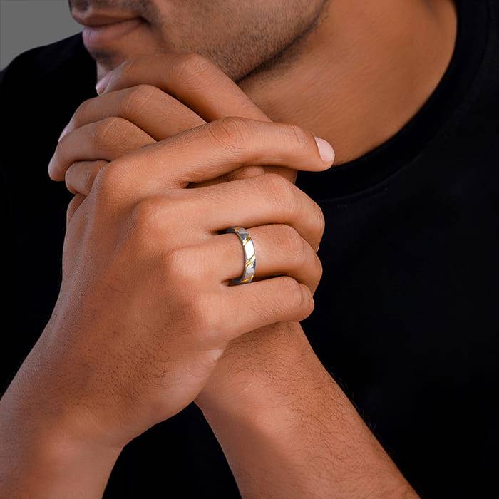 Giva 925 Silver Dual Tone Charismatic Ring For Him,Fixed Size,Indian - 22 | Gifts For Men And Boys | : R01740