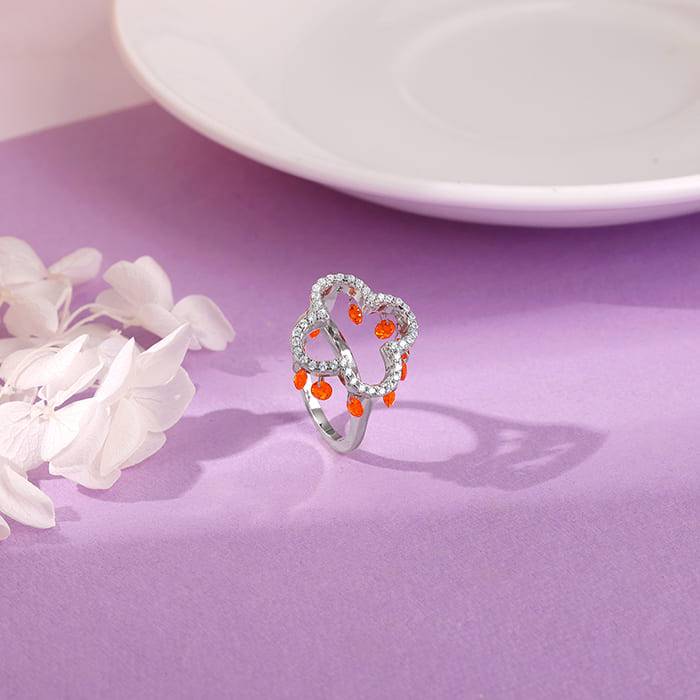 Giva 925 Silver Floret Charm Ring,Fixed Size| Gifts For Women And Girls | With Certificate Of Authen : R01759