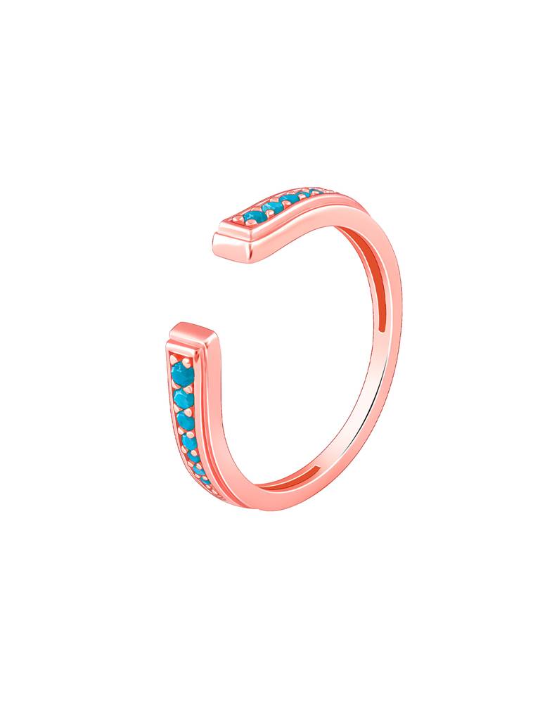 925 Silver Rose Gold Robin Blue Ring For Women : R01769