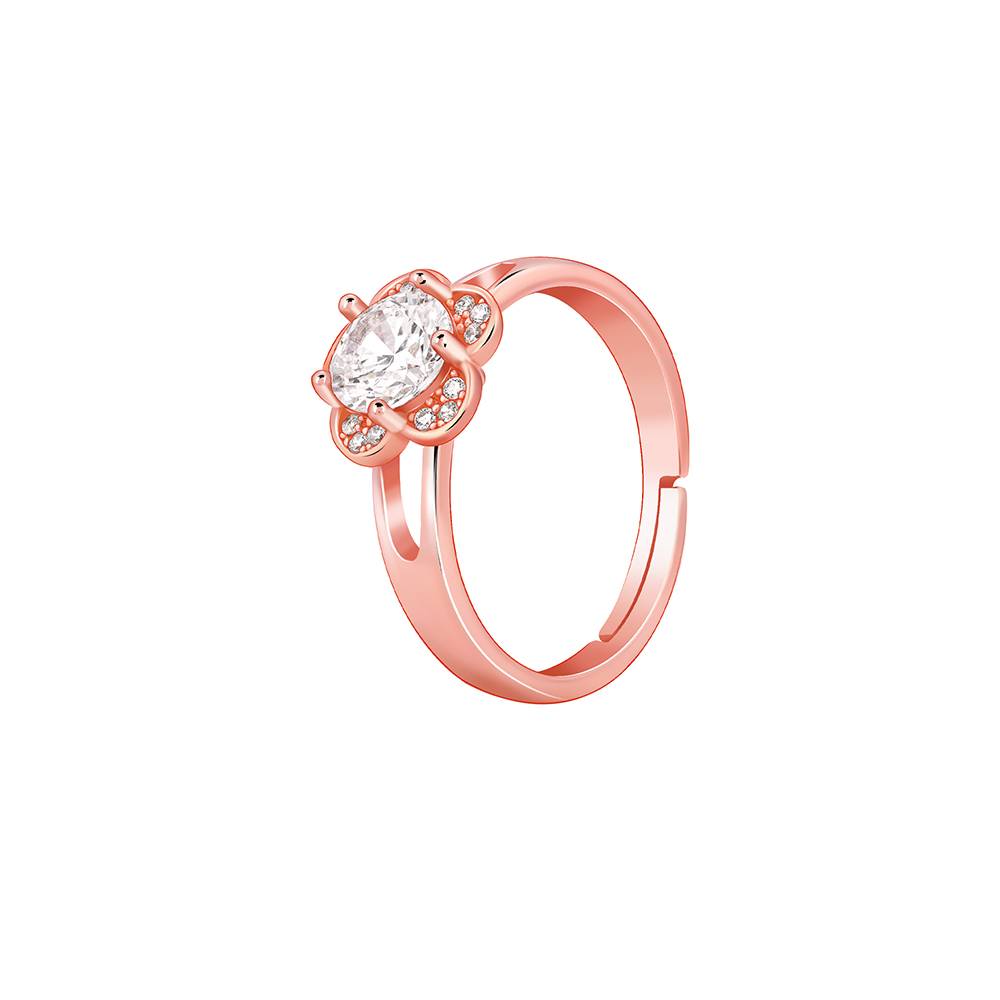 thumbnail image 2 of MATERIA 925 Sterling Silver Rose Gold Heart Ring With White Zirconia - Made In Germany (Size 50, #SR-162) 2 of 2