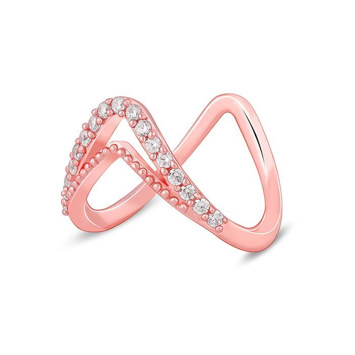 Giva 925 Silver Rose Gold Sparkling Spirits Vanki Ringfixed Size, Indian - 12| Gifts For W : R01782