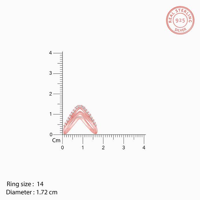Giva 925 Silver Rose Gold Sparkling Spirits Vanki Ringfixed Size, Indian - 12| Gifts For W : R01782