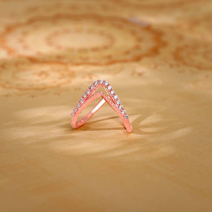 Giva 925 Silver Rose Gold Sparkling Spirits Vanki Ringfixed Size, Indian - 12| Gifts For W : R01782