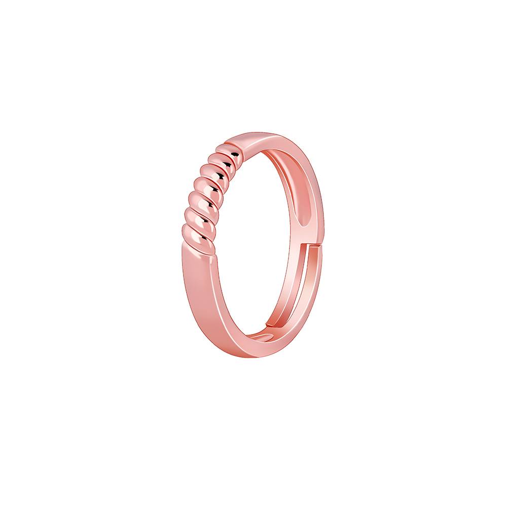 925 Silver Rose Gold Rope Ring , Adjustable : R01783