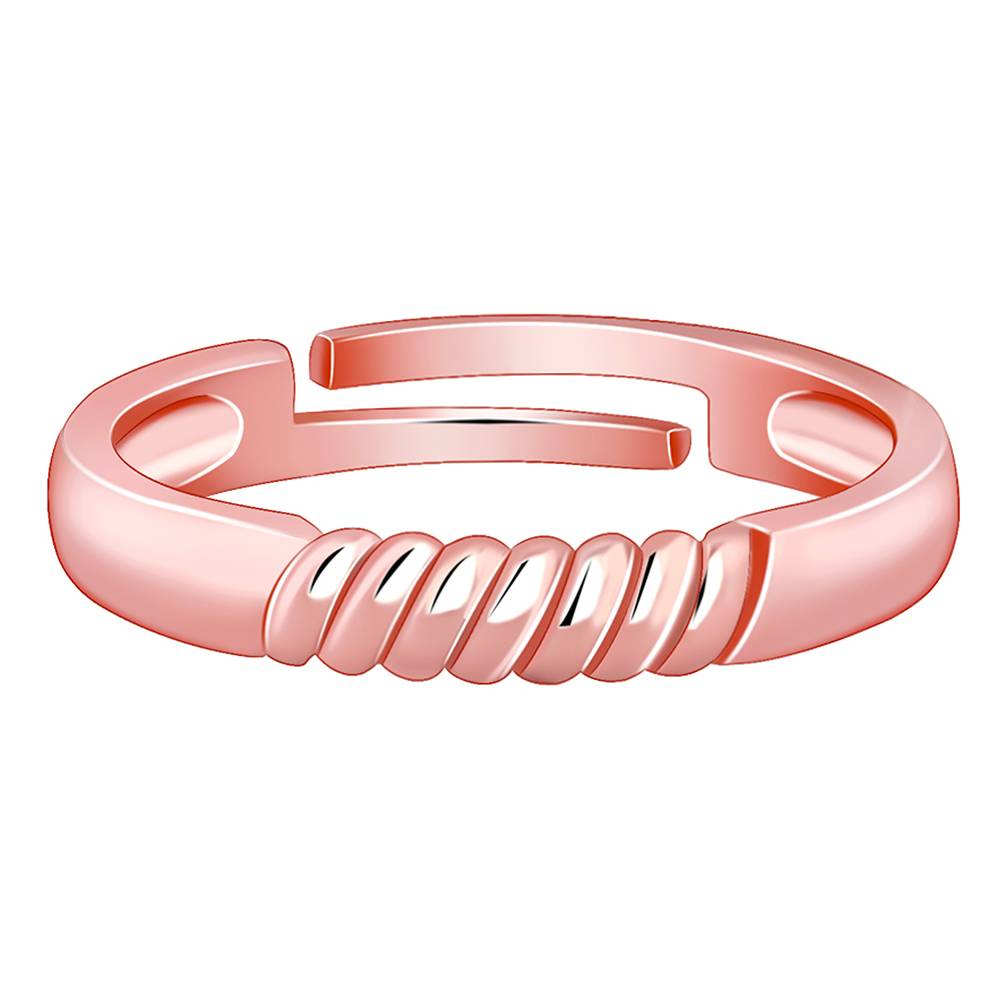 925 Silver Rose Gold Rope Ring , Adjustable : R01783