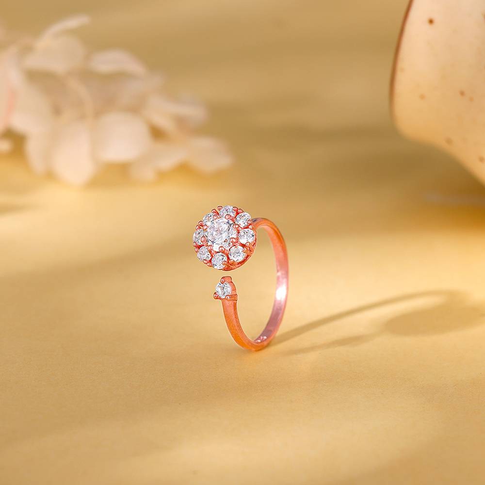 Giva 925 Silver Rose Gold Flower Twist Ring,Adjustable : R01790
