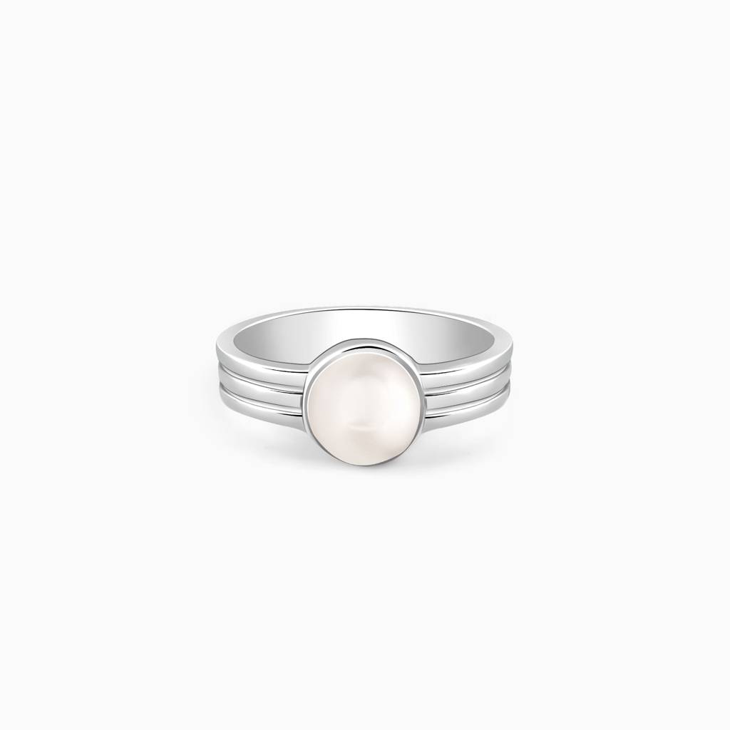 Giva 925 Silver Arty Pearl Ring For Him, Fixed Size,Ring Size: 17 | Gifts For Men And Boys | With Ce : R01801_17