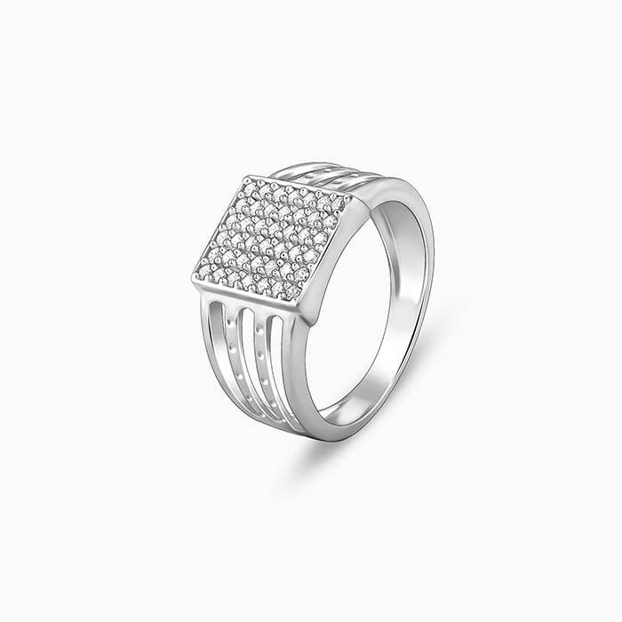 Giva 925 Silver Cluster Ring For Him,Fixed Size,Indian - 17,| Gifts For Mens And Boys| With Certific : R01804