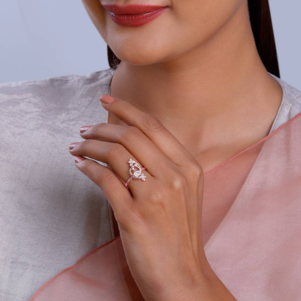 Giva 925 Silver Rose Gold Mayil Ring : R01809