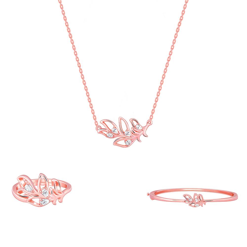 Giva 925 Silver Rose Gold Mor Pankh Set : R01811PD02505BR01060