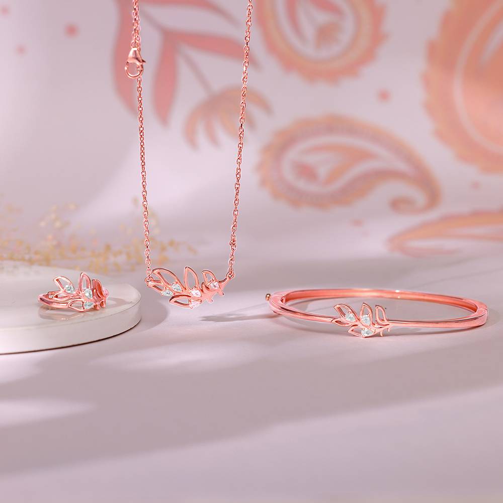 Giva 925 Silver Rose Gold Mor Pankh Set : R01811PD02505BR01060