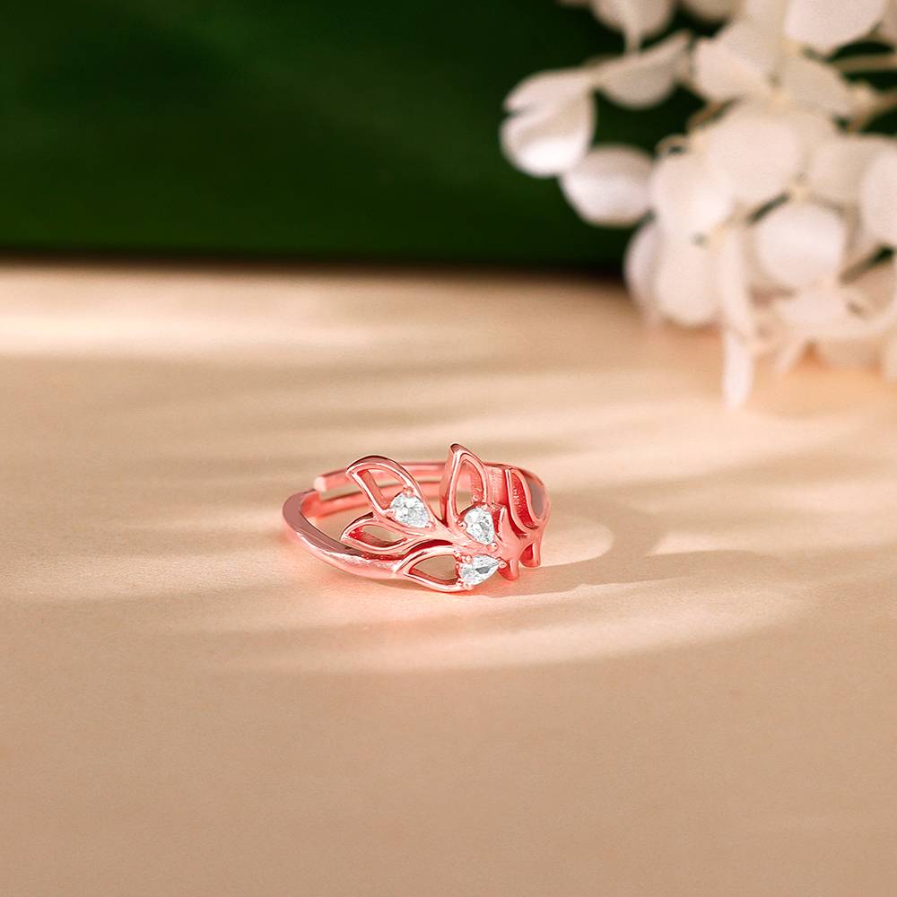 Giva 925 Silver Rose Gold Mor Pankh Ring : R01811