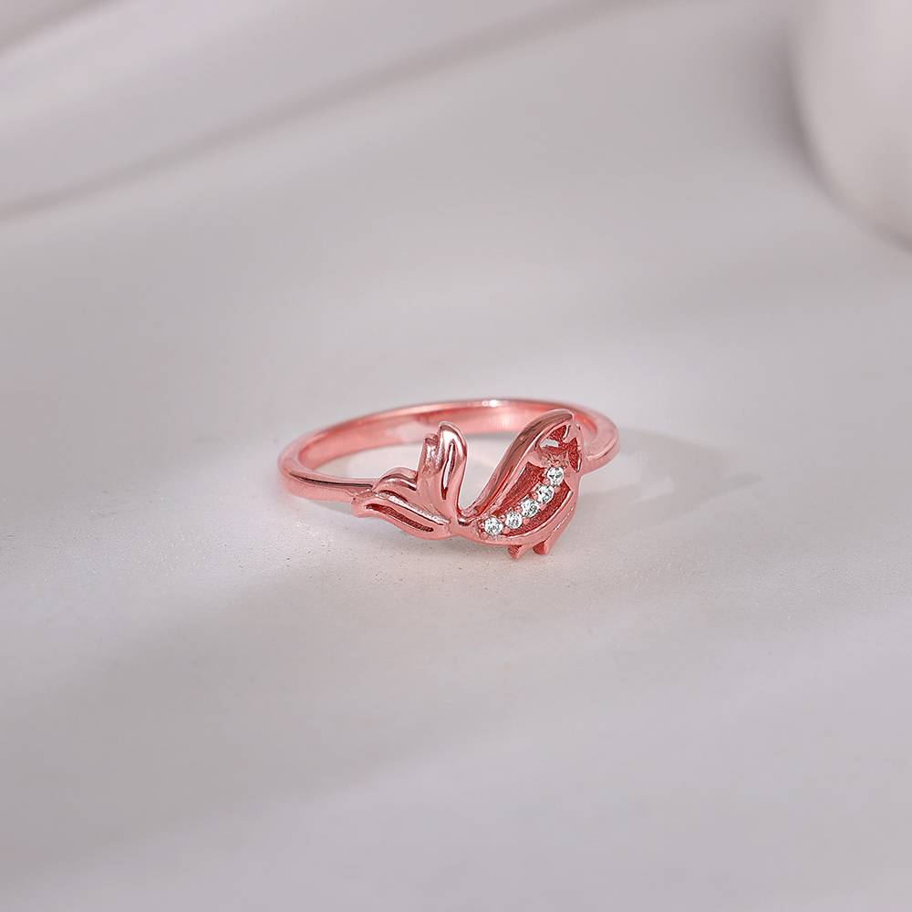 Giva 925 Silver Rose Gold Diving Fish Ring,Fixed Size,Indian - 12| Gifts For Women And Girls | With Certificate Of Au : R01819