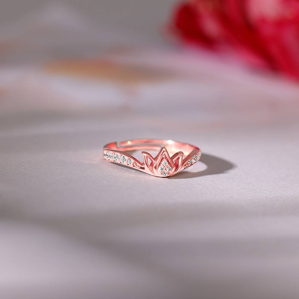 Giva 925 Silver Rose Gold Mridul Kamal Ring : R01820