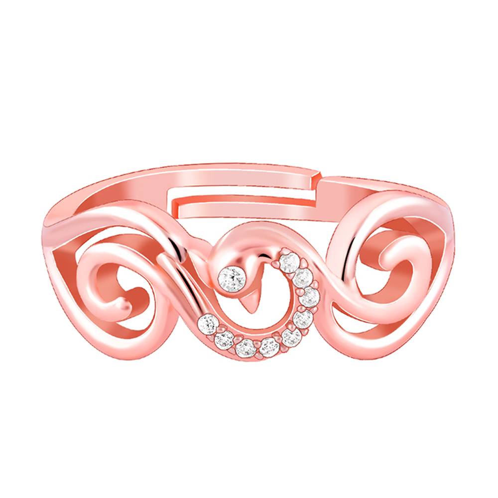Giva 925 Silver Rose Gold Admiring Peacock Ring,Adjustable | Gifts For Women And Girls | With Certificate Of Authenti : R01821