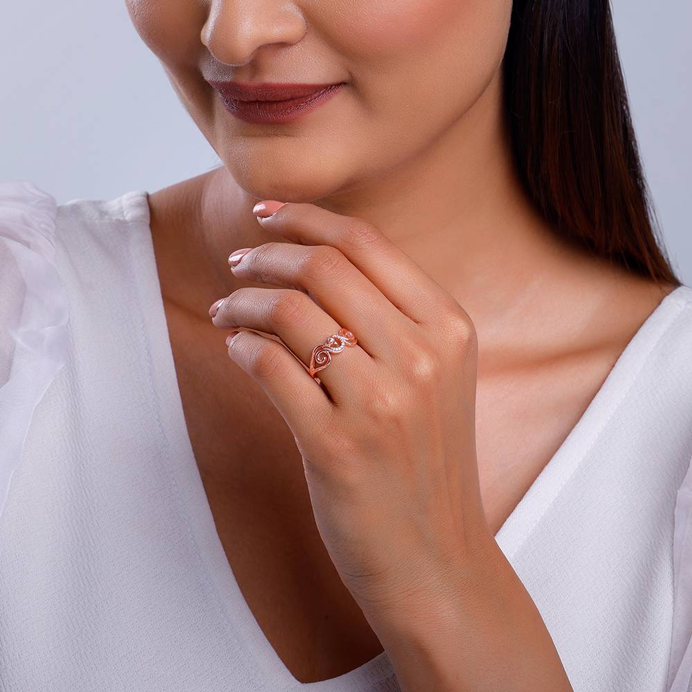 Giva 925 Silver Rose Gold Admiring Peacock Ring,Adjustable | Gifts For Women And Girls | With Certificate Of Authenti : R01821