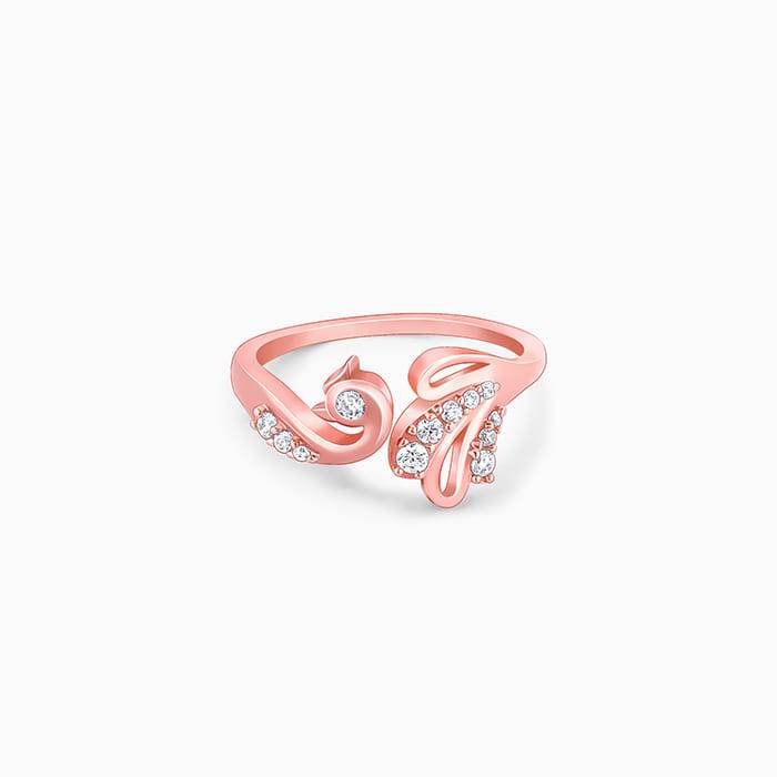 Giva 925 Silver Rose Gold Manmohak Mor Ring, Adjustable | Gifts For Women And Girls | With : R01827